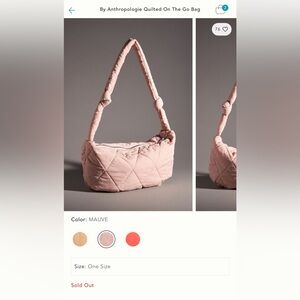 NWT Anthropologie Quilted On the Go Bag - Mauve Sold Out!